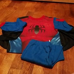 Spider Man themed boys pajamas set with "wings"